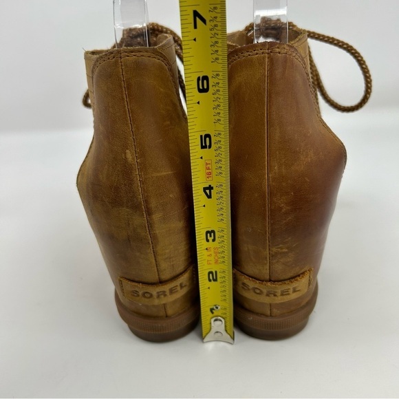 Sorel Joanie II Camel Brown Leather Lace Wedge Sandals Size 10 Summer Comfort - Picture 10 of 15